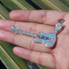 Usado, Pingente de instrumento de guitarra 2,20 ctw brilhante moissanita ouro branco 14K 2" comprar usado  Enviando para Brazil