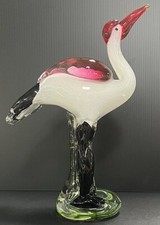 ESCULTURA DE CEGONHA DE VIDRO MURANO COM BICO VERMELHO BRILHANTE, usado comprar usado  Enviando para Brazil