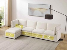 Usado, Sofá modular branco moderno com armazenamento e cadeira de destaque comprar usado  Enviando para Brazil