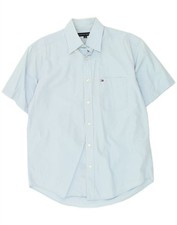 Camisa masculina manga curta TOMMY Hilfiger pequena azul algodão BG02 comprar usado  Enviando para Brazil