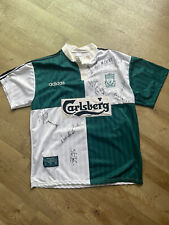 CAMISA ADIDAS AWAY MUITO RARA Liverpool FC - ASSINADA PELA EQUIPE - DA TEMPORADA 1994-95 comprar usado  Enviando para Brazil