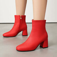 Botas de tornozelo femininas outono inverno zíper lateral salto médio robusto botas plus si, usado comprar usado  Enviando para Brazil