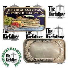 Great American River Boat esmaltado 1 onça troy 999 barra de prata Silvertowne rara comprar usado  Enviando para Brazil