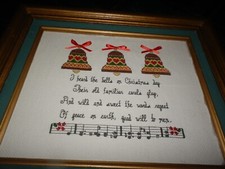 Usado, Vintage Acabamento Ponto Cruz SINOS DE NATAL Letra de Canções Notas Musicais Emolduradas comprar usado  Enviando para Brazil