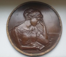 Bronze reliefplatte lesende gebraucht kaufen  Berlin