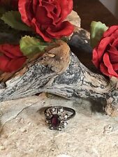 Vintage Nv 925 Sterling Silver CZ Cristal Garnet Floral Pétala Anel 3.3g. 6s comprar usado  Enviando para Brazil