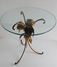 Mesa de centro Italian Regency dourada base de metal redonda tampo de vidro comprar usado  Enviando para Brazil