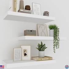 Conjunto de 3 prateleiras de parede flutuantes brancas, 16" armazenamento decorativo para sala de estar e, usado comprar usado  Enviando para Brazil