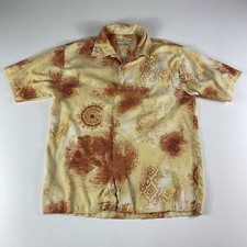 Camisa masculina de seda havaiana Tommy Bahama laranja média tropical manga curta ilha comprar usado  Enviando para Brazil
