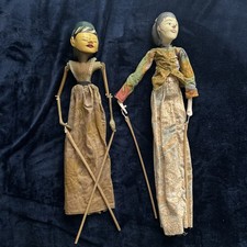 Usado, Vintage Indonésio Balinês Feito à Mão Bastão de Madeira/Vara de Marionetes Par 22” E 19" comprar usado  Enviando para Brazil