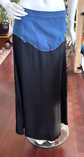 NWOT Vintage SOUTHWEST CANYON Western Maxi Saia Denim & Black Rayon L comprar usado  Enviando para Brazil