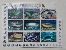 Usado, 9 selos FIFA 1998 FRANÇA com adesivos de futebol em torno de selos em perfeito estado... Veja a foto comprar usado  Enviando para Brazil