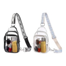 Women PVC Chest Bag with Adjustable Strap Transparent Crossbody Bag Work Bag comprar usado  Enviando para Brazil