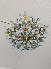 Usado, Candelabro de cristal vintage azul colorido luminária de teto lâmpada pendente comprar usado  Enviando para Brazil