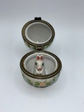 🐣 Caixa de bugigangas articulada de porcelana ovo de Páscoa vintage com coelho fofo dentro 🐰 comprar usado  Enviando para Brazil