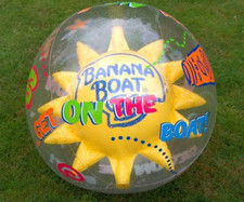 Vintage BANANA BOAT Loção Bronzeadora 48" Inflável ENTRE NO BARCO Anúncio de Bola de Praia comprar usado  Enviando para Brazil