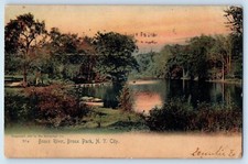 1907 Nova York NY cartão postal antigo Bronx River Park campo canoa barco publicado comprar usado  Enviando para Brazil