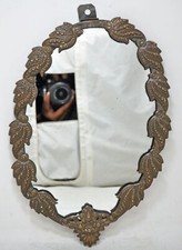 Moldura de espelho decorativa oval de latão antiga original antiga feita à mão gravada comprar usado  Enviando para Brazil