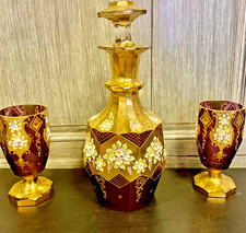 Conjunto de decantadores europeus antigos de cristal ametista 3 peças com ouro pesado 24 quilates - UAU, usado comprar usado  Enviando para Brazil