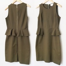 Usado, Vestido justo KATE SPADE verde oliva sem mangas Havana peplum 8 mistura de algodão $375 comprar usado  Enviando para Brazil