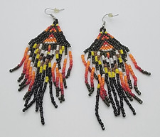 Brincos de borla de macramê multicoloridos 4" tom prata fio francês tribal, usado comprar usado  Enviando para Brazil