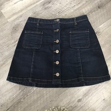 Saia Aeropostale tamanho 6 denim lavagem escura mini botão frontal bolsos elásticos comprar usado  Enviando para Brazil