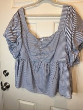 Blusa de verão Old Navy 4X listras azuis e brancas fofas com mangas folhadas comprar usado  Enviando para Brazil