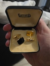 Gold cufflinks black for sale  BLACKPOOL