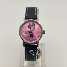 Usado, Relógio infantil Disney Minnie Mouse mostrador rosa couro preto comprar usado  Enviando para Brazil