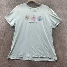 Camiseta Life Is Good Feminina XL Azul Flor Gráfica Casual comprar usado  Enviando para Brazil