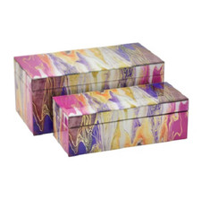 Caixa decorativa de vidro da Three Hands Co. caixa de joias bugigangas 2 peças B7K, usado comprar usado  Enviando para Brazil