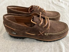 Usado, Novo Polo Country Ralph Lauren Ranger Deck Camurça Couro Sapatos de Barco Marrom Masculino 12 comprar usado  Enviando para Brazil