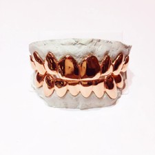 SÓLIDO 10K 14K ouro rosa sólido ajuste personalizado liso REAL grelha de ouro dentes de ouro Grillz comprar usado  Enviando para Brazil