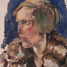 Frauenporträt pelzmantel sach gebraucht kaufen  Berlin