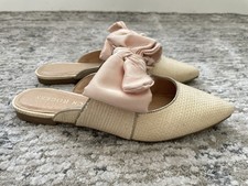 Jack Rogers Heidi Bow Mule Rattan Rozmiar 7 Beżowe spiczaste palce Preppy na sprzedaż  Wysyłka do Poland