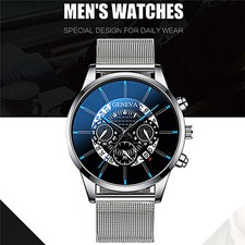 Relógio de pulso masculino militar GENEVA aço inoxidável data casual relógio de quartzo analógico comprar usado  Enviando para Brazil