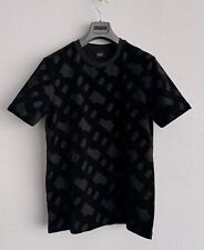 Camiseta BOSS by Hugo Boss tamanho GRANDE monograma flocado padrão algodão preto comprar usado  Enviando para Brazil
