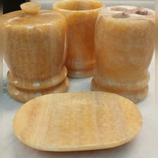 Conjunto de acessórios de sabonete de banheiro pedra cristal mármore ônix mel amarelo dourado, usado comprar usado  Enviando para Brazil