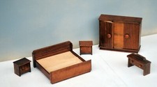 Casa de bonecas miniatura quarto Bodo Hennig com guarda-roupa e laterais de mesa de cabeceira comprar usado  Enviando para Brazil