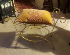 Banqueta vintage Hollywood Regency ouro metal vaidade banco boudoir art déco MCM comprar usado  Enviando para Brazil