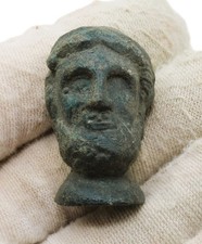 ANTIGA ESTATUETA ROMANA DE BRONZE FRAGMENTO CABEÇA DE UM MACHO, CA 200-450AD, RARA comprar usado  Enviando para Brazil