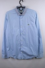 Camisa Lacoste azul algodão sólido rolo aba manga logotipo pônei botão para baixo tamanho M comprar usado  Enviando para Brazil