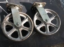 (2) Rodízios de placa giratória Albion 8 x 2" conjunto de pares de rodas de ferro fundido carrinho industrial comprar usado  Enviando para Brazil