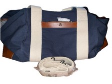 Bolsa de viagem Mark and Graham lona couro Weekender Lg azul marinho. Gravado NOVO! comprar usado  Enviando para Brazil