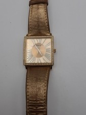 Guess relógio quadrado oversized feminino pulseira de couro tom ouro rosa nova bateria funciona comprar usado  Enviando para Brazil