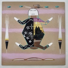 Pintura em areia Navajo do Pai Céu e Mãe Terra assinada Tim Smith Studio, usado comprar usado  Enviando para Brazil