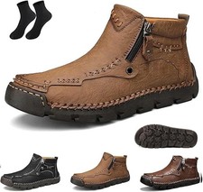 Botas masculinas de motocicleta Stepthetop, botas costuradas à mão - biqueira larga, anti-à prova d'água ﻿ comprar usado  Enviando para Brazil