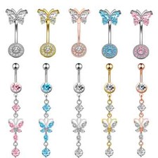 Piercing de barra de joias no umbigo anel borboleta doce botão de sino para mulheres meninas comprar usado  Enviando para Brazil