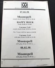Moonspell Itinerary Original Vintage Lacuna Coil Tour Lisbon 1998 comprar usado  Enviando para Brazil