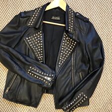 zara black studded leather jacket for sale  LONDON